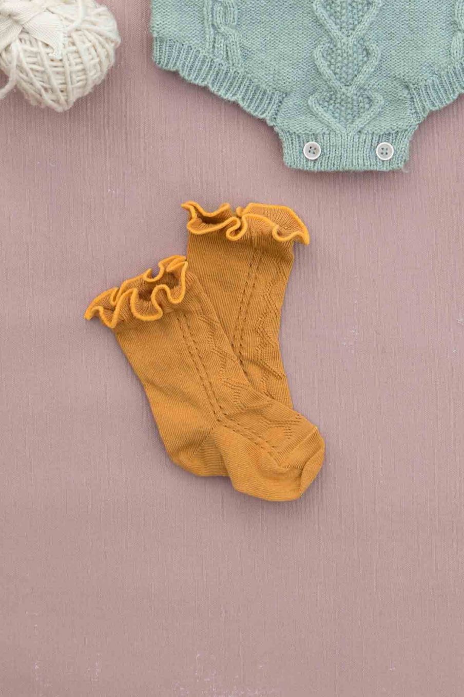 chaussettes bebe fille chilou mustard - louise misha