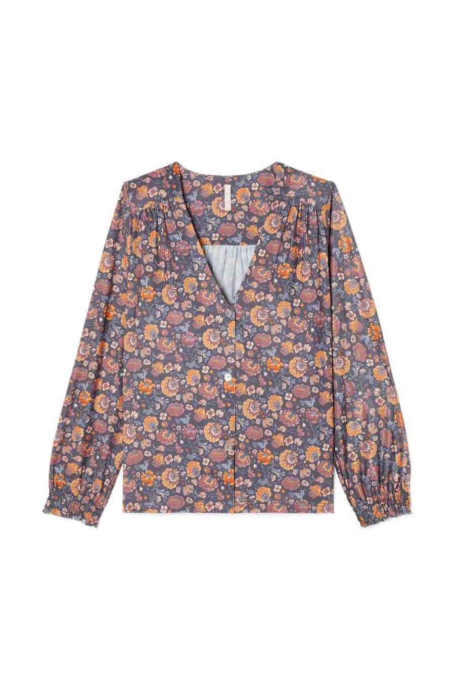 blouse de pyjama femme lorie charcoal bohemian flowers - louise misha