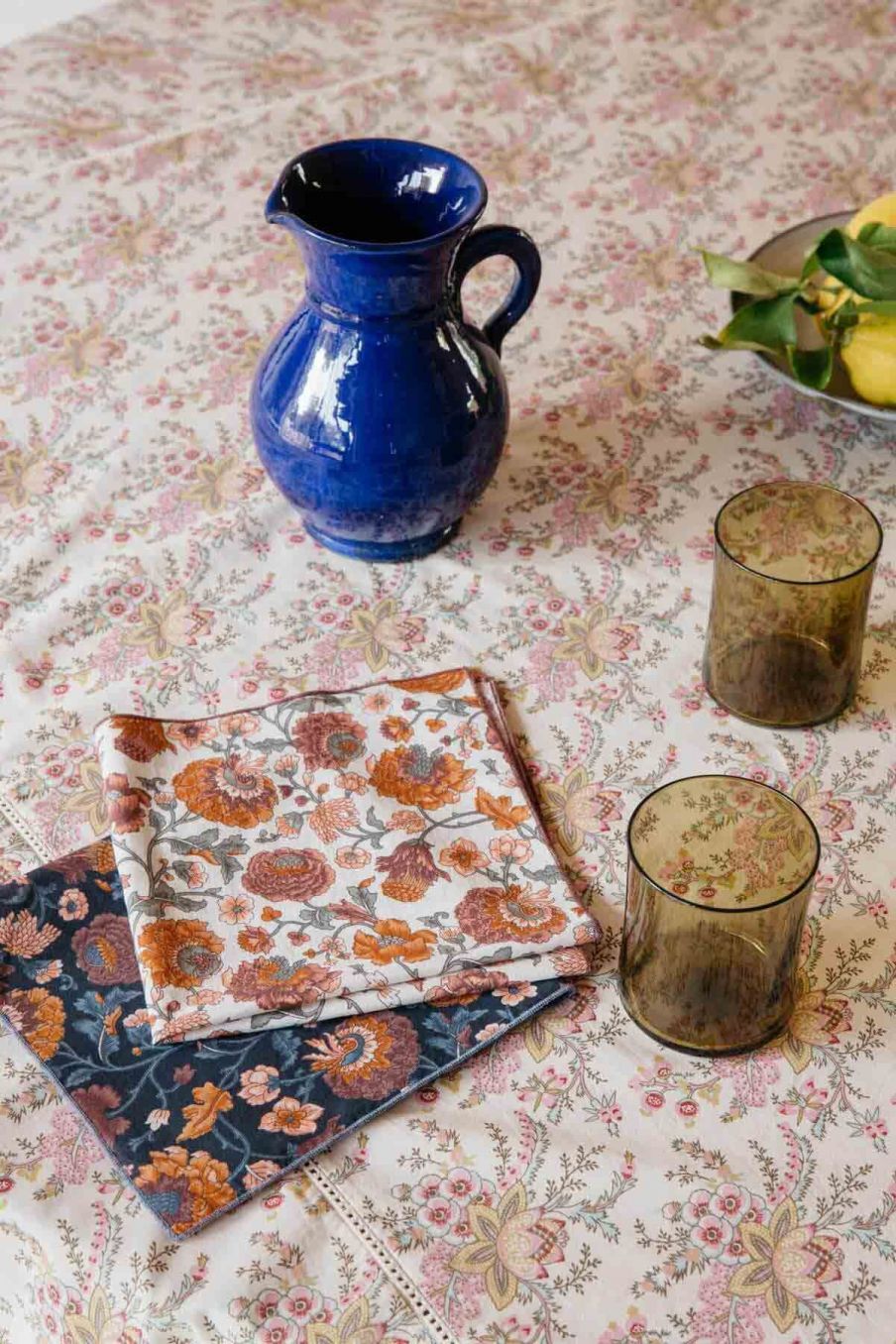 serviette de table maison carlotta cream french flowers - louise misha