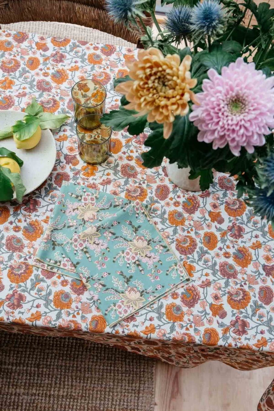 serviette de table maison carlotta blue french flowers - louise misha